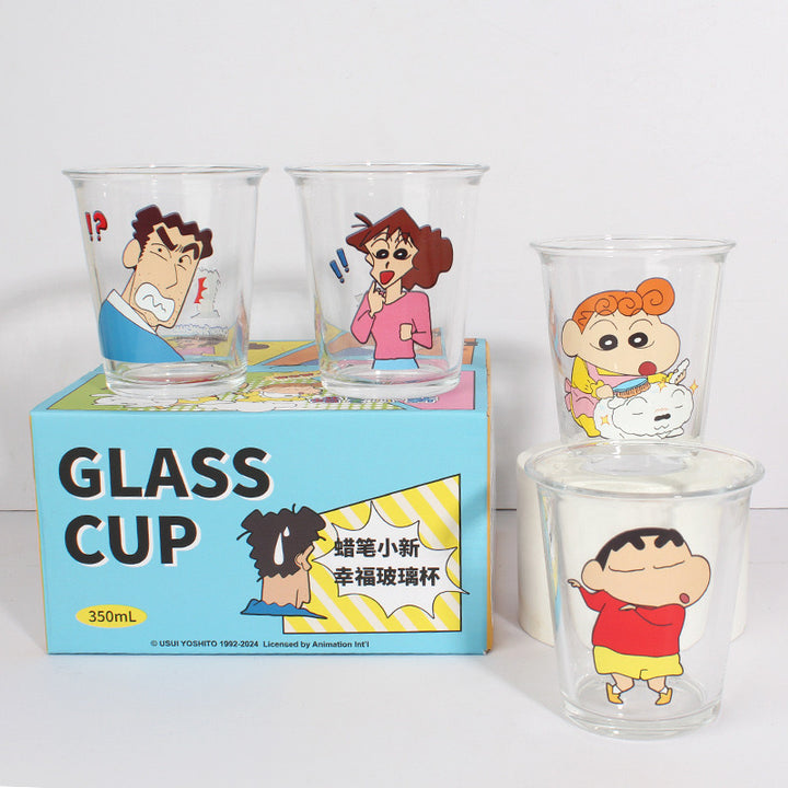 Crayon Shin-chan™️ Durable Heat-Resistant Glass Cups – Set of 4 with Gift Box