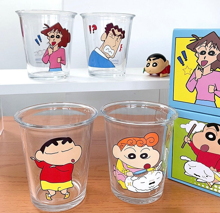 Crayon Shin-chan™️ Durable Heat-Resistant Glass Cups – Set of 4 with Gift Box