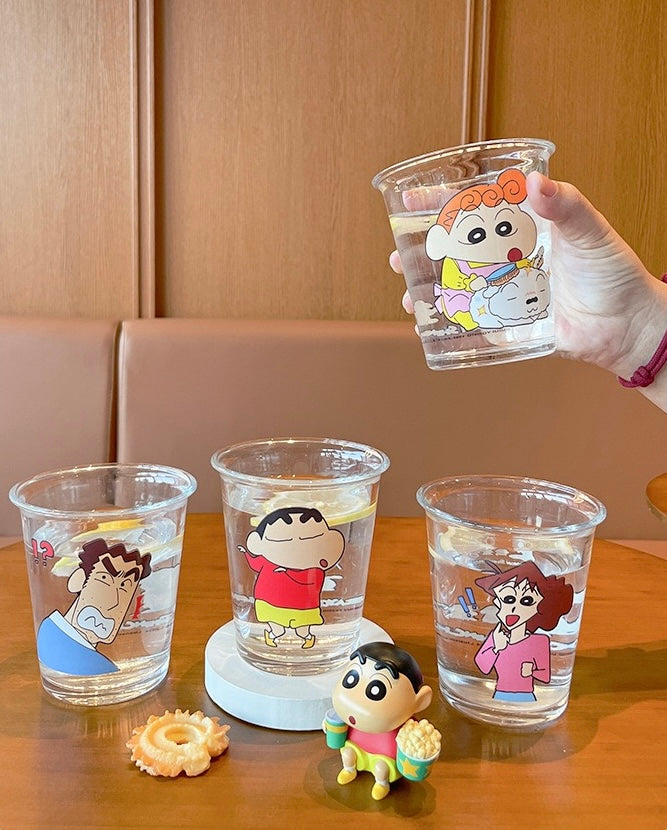 Crayon Shin-chan™️ Durable Heat-Resistant Glass Cups – Set of 4 with Gift Box