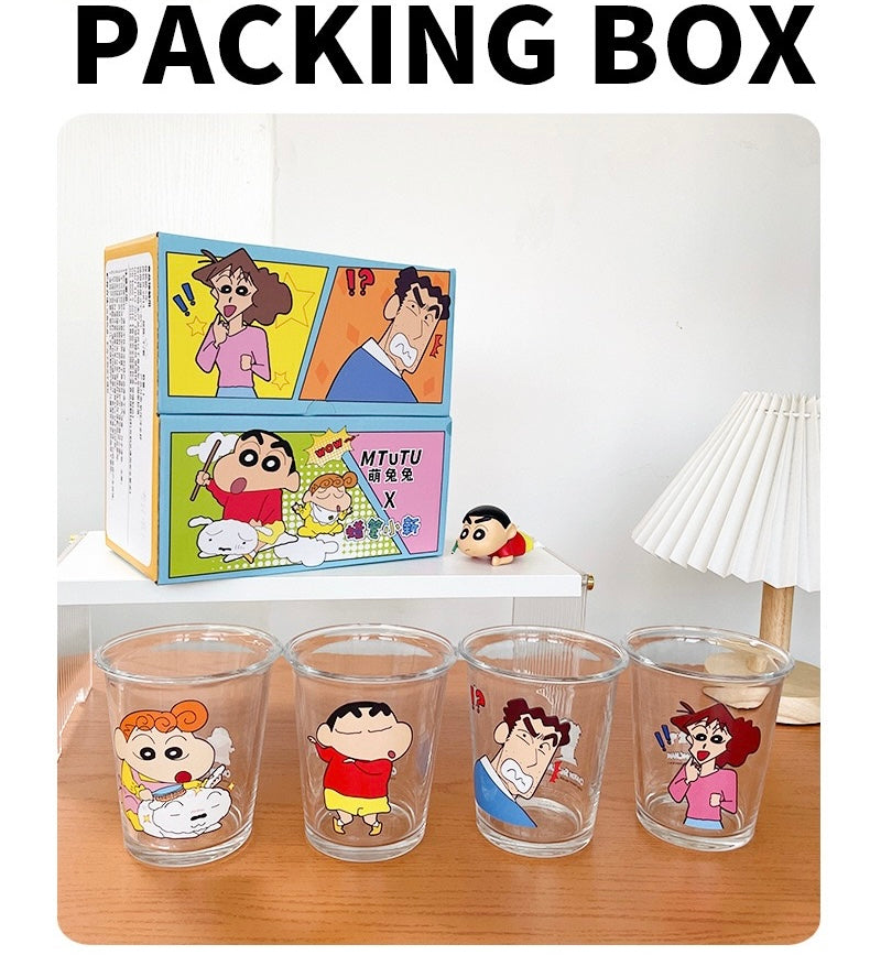 Crayon Shin-chan™️ Durable Heat-Resistant Glass Cups – Set of 4 with Gift Box
