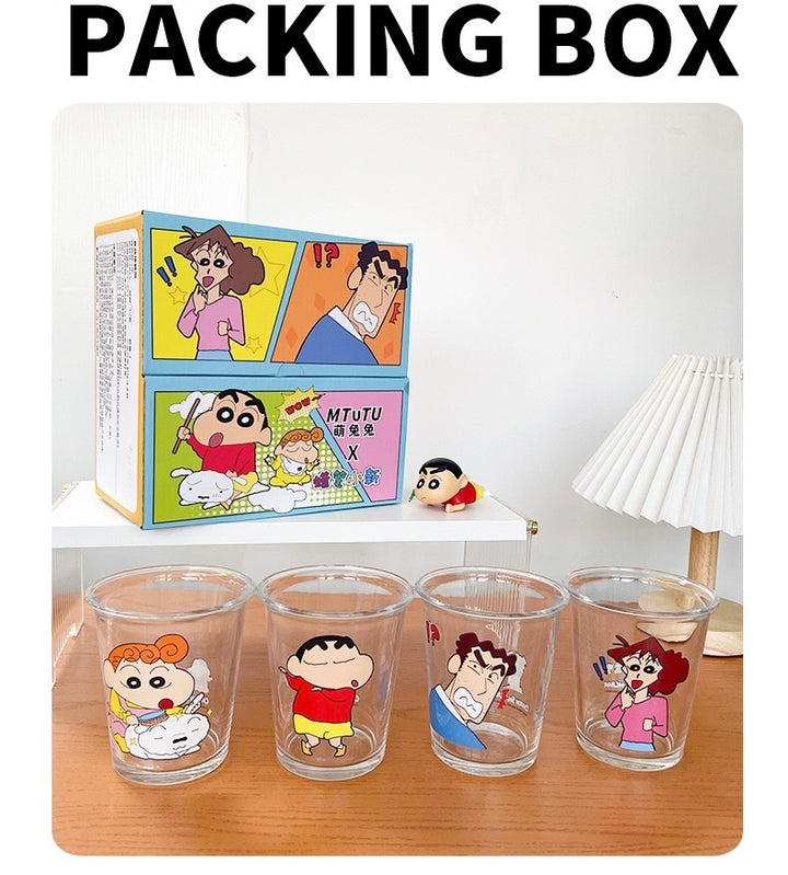 Crayon Shin-chan™️ Durable Heat-Resistant Glass Cups – Set of 4 with Gift Box