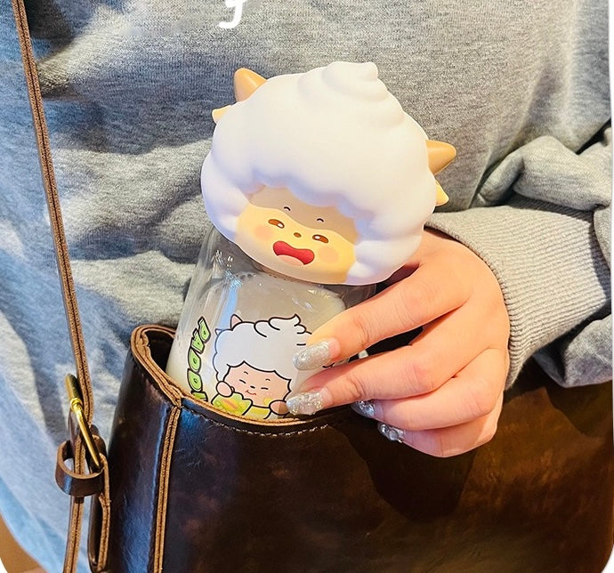 Pleasant Goat & Big Big Wolf™️ Mini Portable Water Bottle | Cute Pocket Figure Tritan Travel Cup