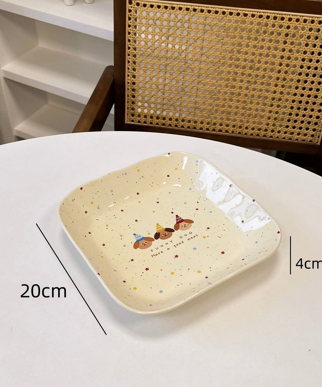 【211 Portion Control ˶⚈₃⚈˵🥗 Slimming Divided Plate】 Set of three adorable illustrated ceramic tableware pieces