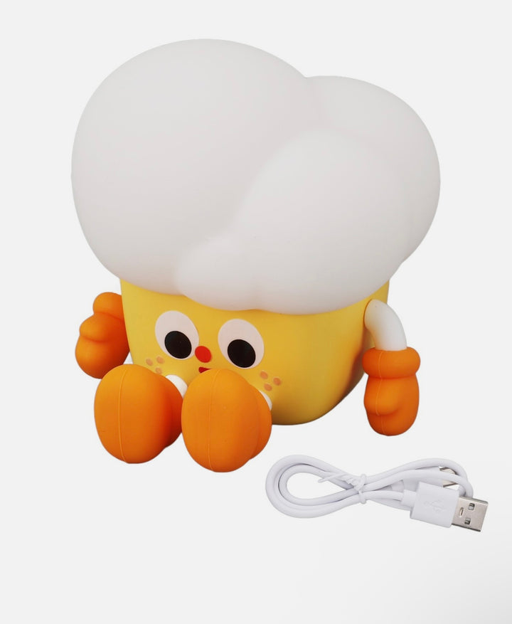 Popcorn 🍿 Night Light – Bedside Eye-Care Lamp | Tap Control | Rechargeable 🔋