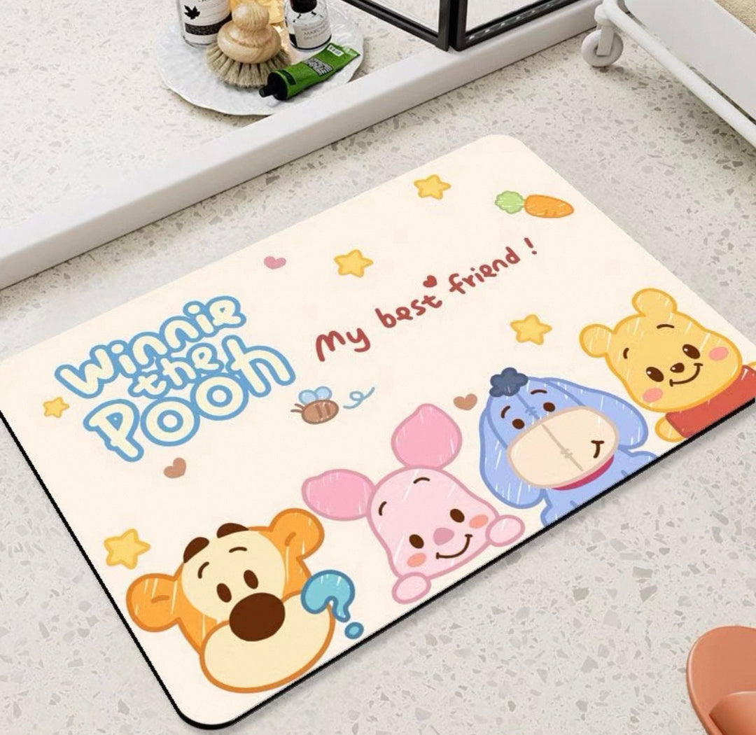 Winnie the Pooh & Friends- Soft Diatomaceous Earth Bathroom Absorbent Mat - Size: 50×80 cm