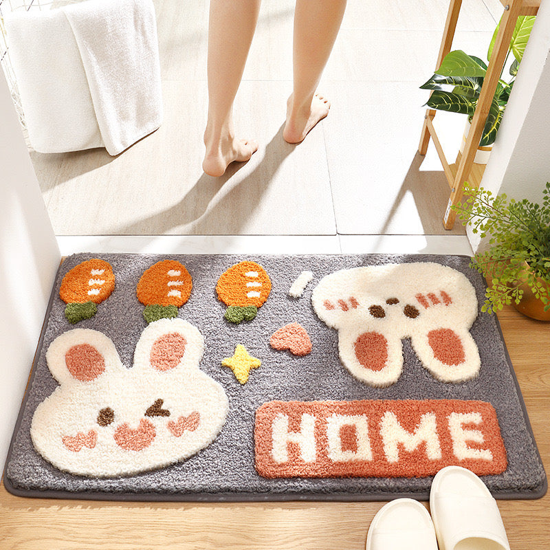 Little Carrot Bunny🥕 Bathroom & Shower Absorbent Mat- 『Thickened Faux Cashmere Material』Size: 50x80cm