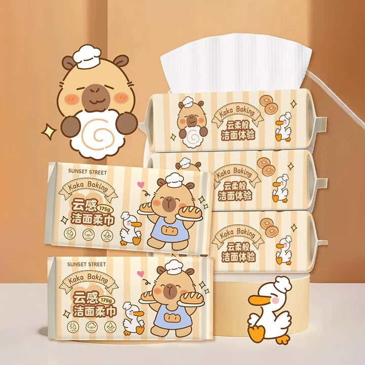 『 Capybara™️ Face Towels 』Disposable Thick Cotton Towels | Soft, Absorbent & Sensitive Skin Friendly