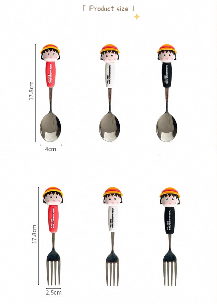 🍒 Chibi Maruko-chan™️ Stainless Steel Spoon & Fork Set