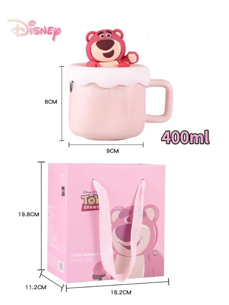 Disney™️ Lotso 🍓 & Winnie the Pooh Lidded Mug With Lid, Spoon & Gift Box