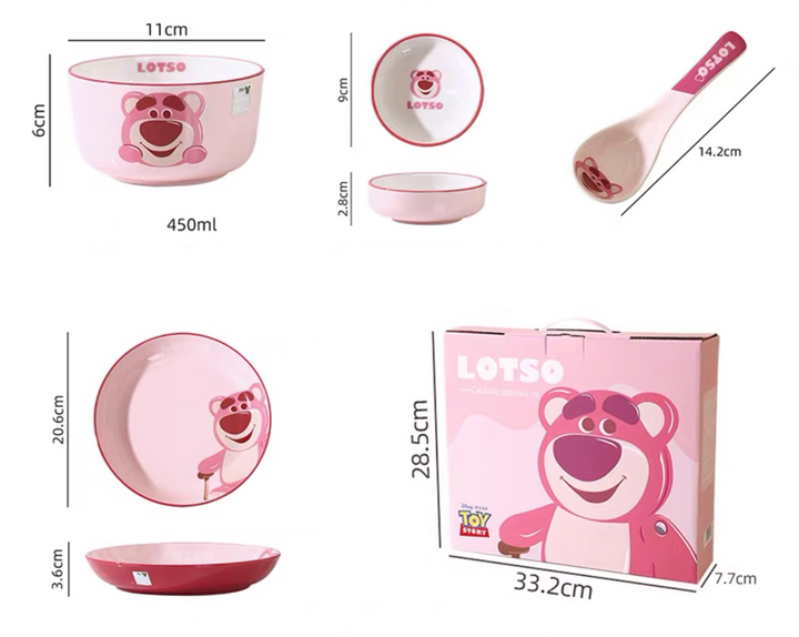 Disney™ Lotso 🍓 Solo Tableware Gift Set | One-Person Meal Box with Tote 🎁