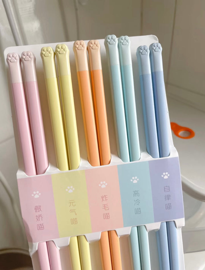 「Macaron-Colored Alloy Chopsticks」5 Pairs Set
