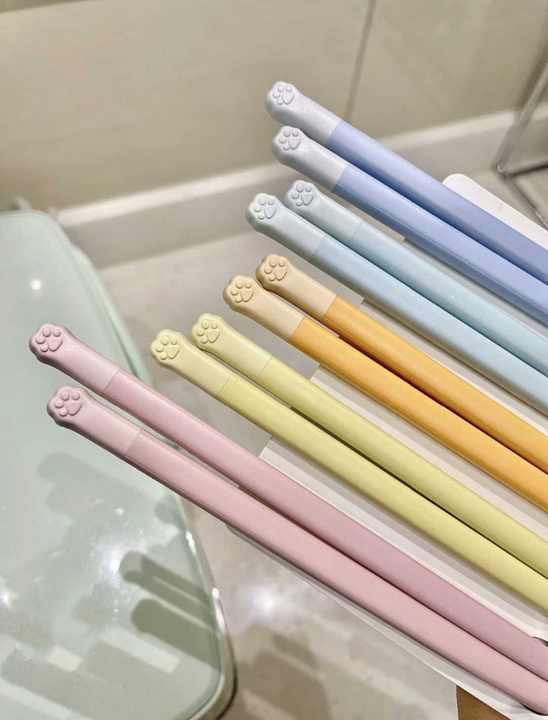 「Macaron-Colored Alloy Chopsticks」5 Pairs Set