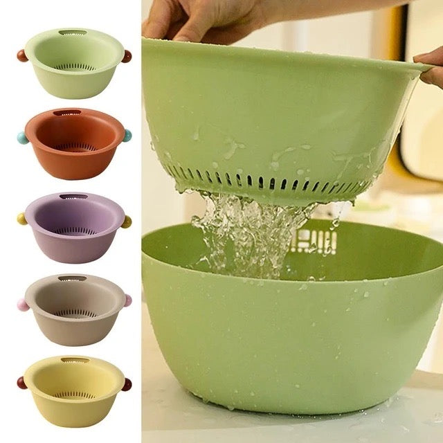 「Kitchen Sink Drain Basket 」 Double Layer Drainage Basket,Drainage Bowl for Sink, Fruit, Food, Vegetables Strainer for Kitchen