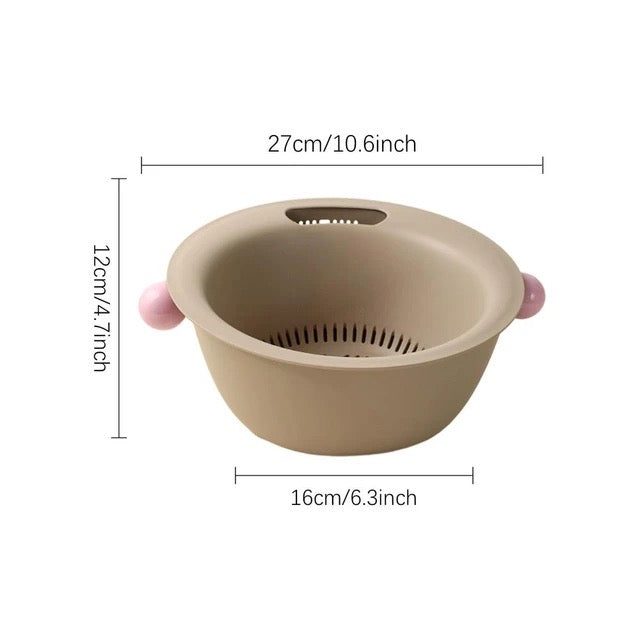 「Kitchen Sink Drain Basket 」 Double Layer Drainage Basket,Drainage Bowl for Sink, Fruit, Food, Vegetables Strainer for Kitchen