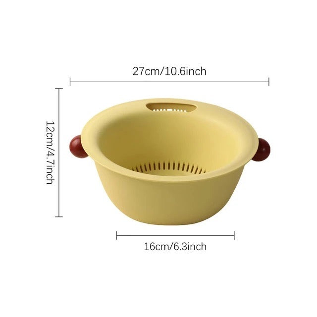 「Kitchen Sink Drain Basket 」 Double Layer Drainage Basket,Drainage Bowl for Sink, Fruit, Food, Vegetables Strainer for Kitchen