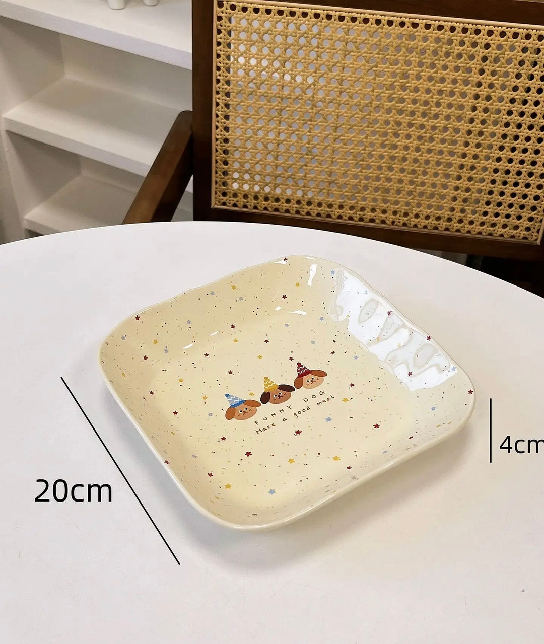 🍱 Handcrafted Three Cute Puppy Ceramic Divided Plates Set| Tableware Pieces