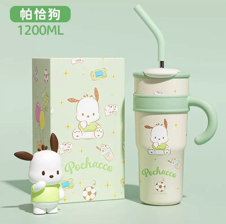 【Sanrio】Officially Licensed™️ Dual-Drink Ice Mug – 1.2L Extra Large Capacity with Straw | Thermal Insulation ♨️ & Cold Retention 🧊 | 3 Styles Available
