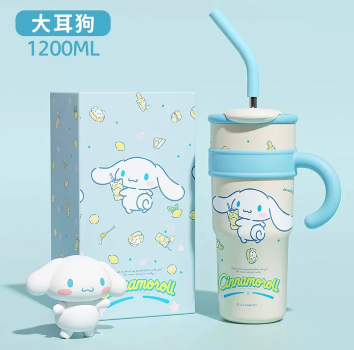 【Sanrio】Officially Licensed™️ Dual-Drink Ice Mug – 1.2L Extra Large Capacity with Straw | Thermal Insulation ♨️ & Cold Retention 🧊 | 3 Styles Available