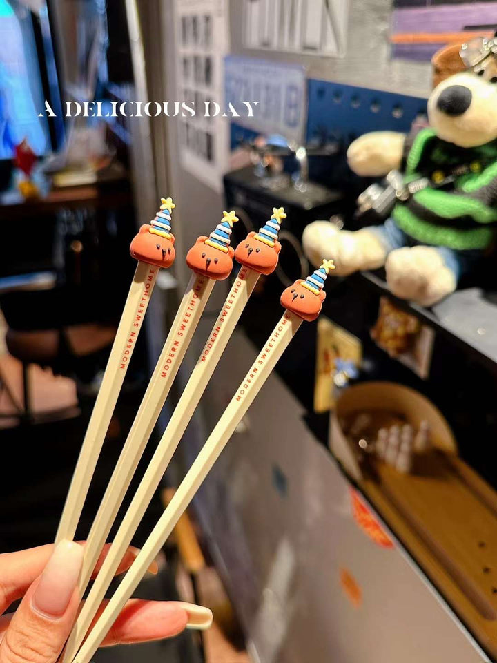 「Macaron-Colored Alloy Chopsticks 」1Pair Cartoon Animal, High Temperature Sterilizable, Non-slip Chopsticks