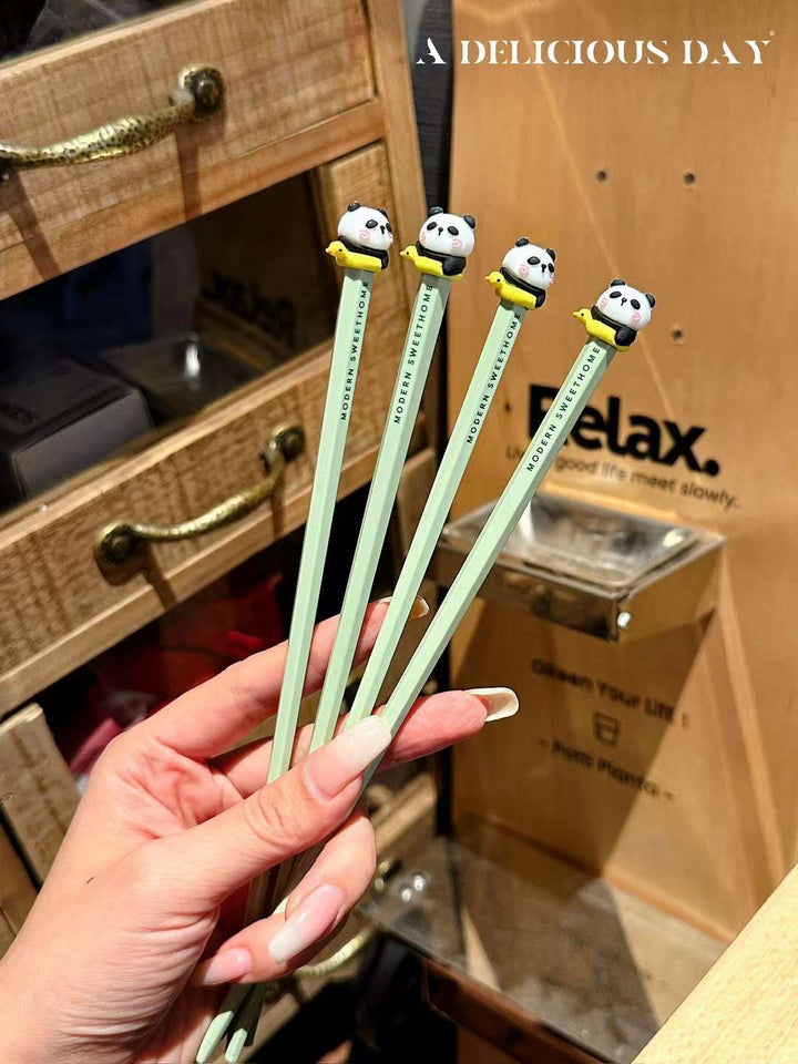 「Macaron-Colored Alloy Chopsticks 」1Pair Cartoon Animal, High Temperature Sterilizable, Non-slip Chopsticks