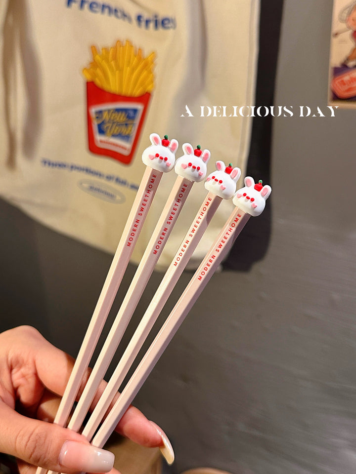 「Macaron-Colored Alloy Chopsticks 」1Pair Cartoon Animal, High Temperature Sterilizable, Non-slip Chopsticks