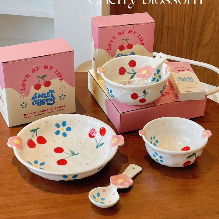 Cherry & Blossom Series】🌸🍒 Hand-Painted Ceramic Collection