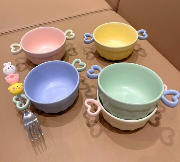 Heart-Shaped Colourful Ceramic Bowl With Double Ear Handle