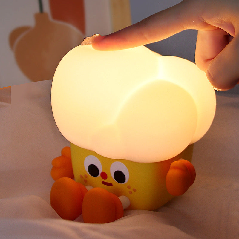 Popcorn 🍿 Night Light – Bedside Eye-Care Lamp | Tap Control | Rechargeable 🔋