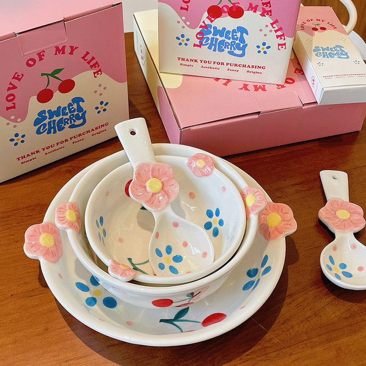 Cherry & Blossom Series】🌸🍒 Hand-Painted Ceramic Collection
