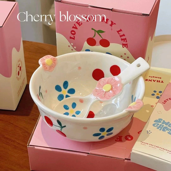 Cherry & Blossom Series】🌸🍒 Hand-Painted Ceramic Collection