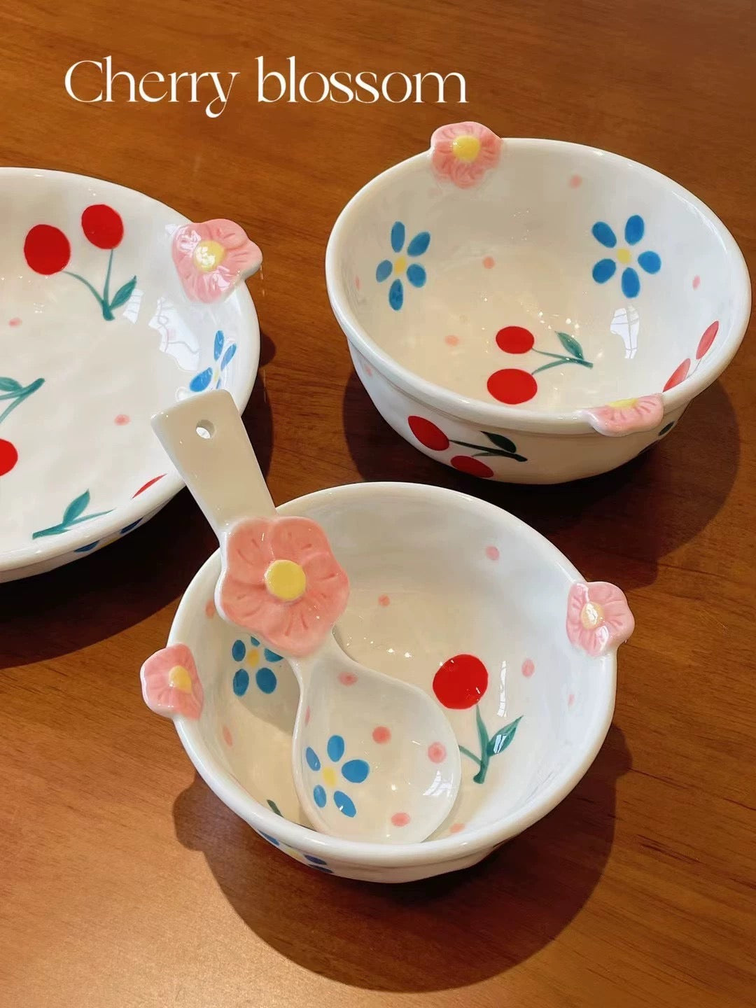 Cherry & Blossom Series】🌸🍒 Hand-Painted Ceramic Collection