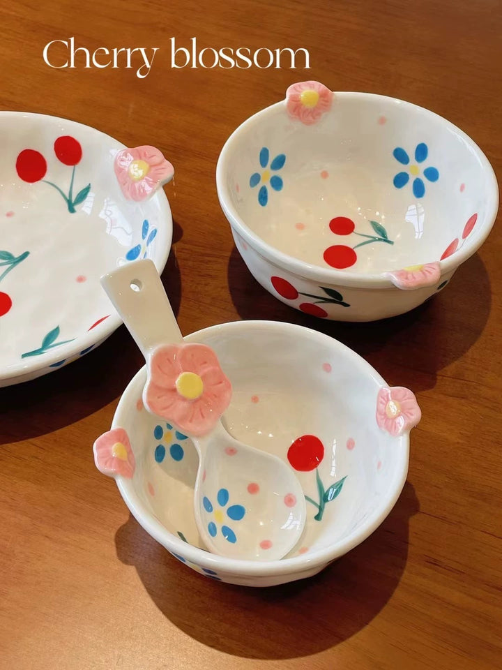 Cherry & Blossom Series】🌸🍒 Hand-Painted Ceramic Collection