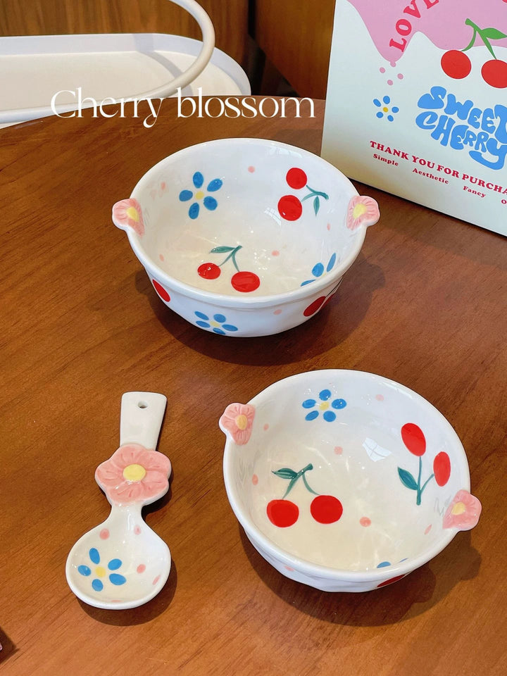 Cherry & Blossom Series】🌸🍒 Hand-Painted Ceramic Collection