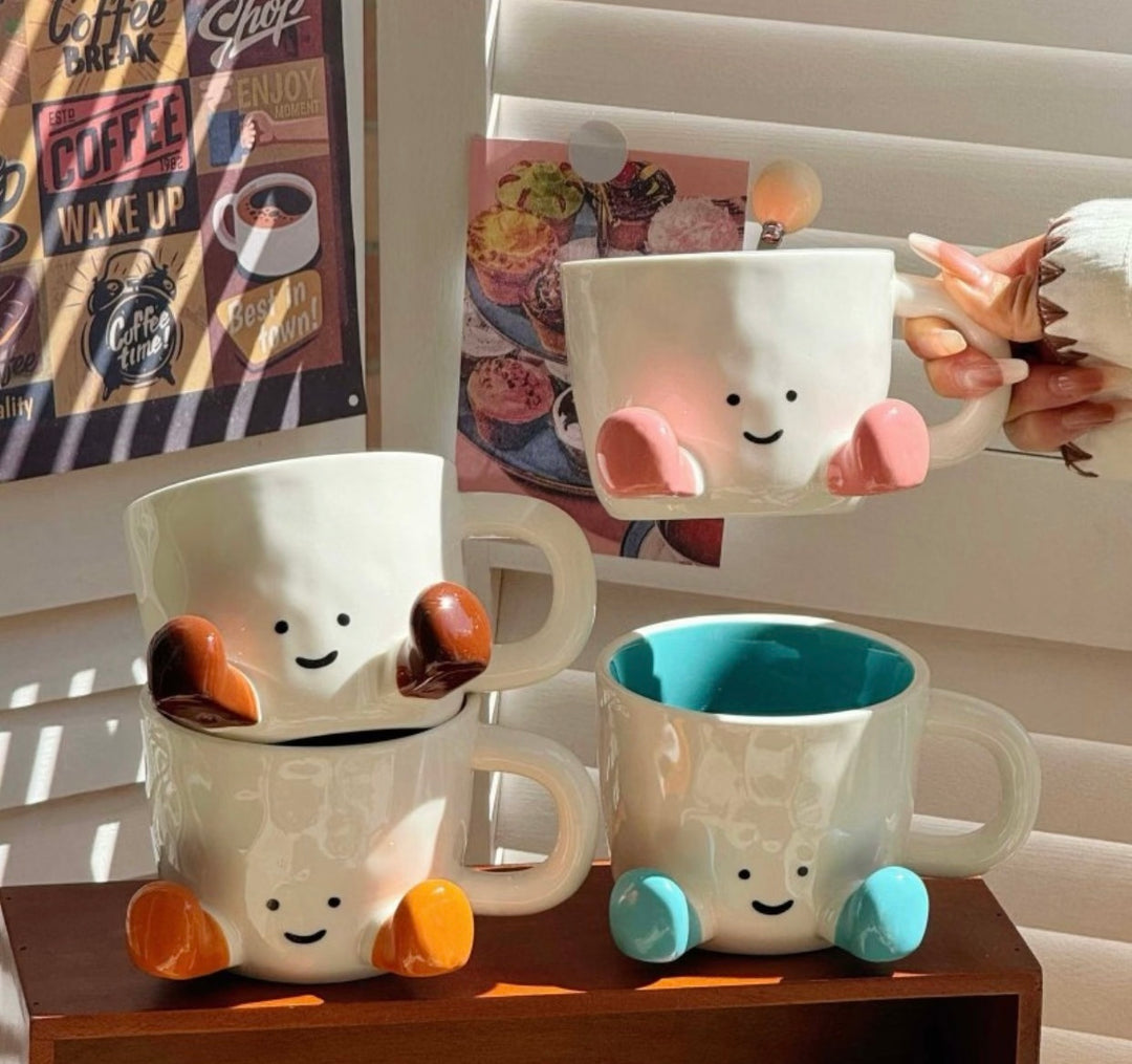 Cute Smiley Mug •ᴗ• | Handmade Ceramic Cup | High-Temperature Underglaze