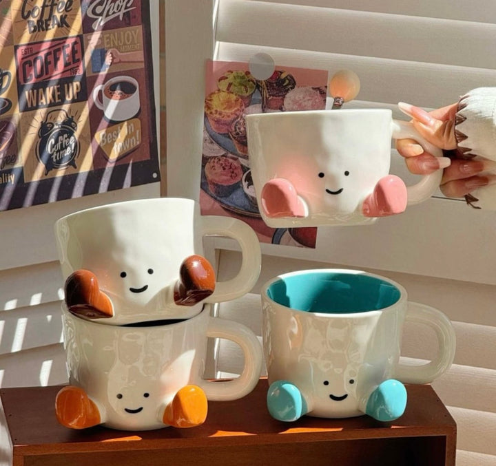 Cute Smiley Mug •ᴗ• | Handmade Ceramic Cup | High-Temperature Underglaze