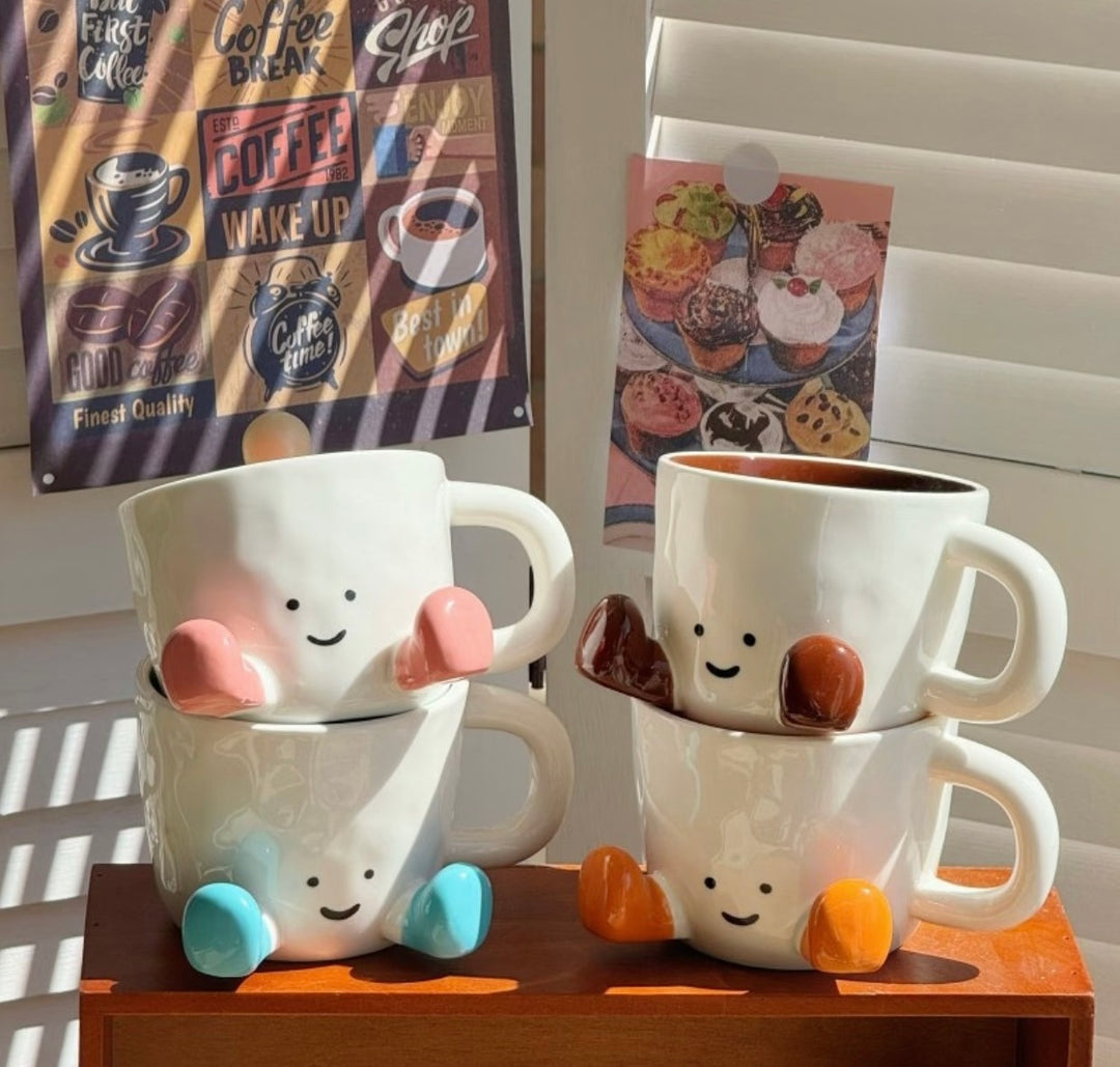 Cute Smiley Mug •ᴗ• | Handmade Ceramic Cup | High-Temperature Underglaze