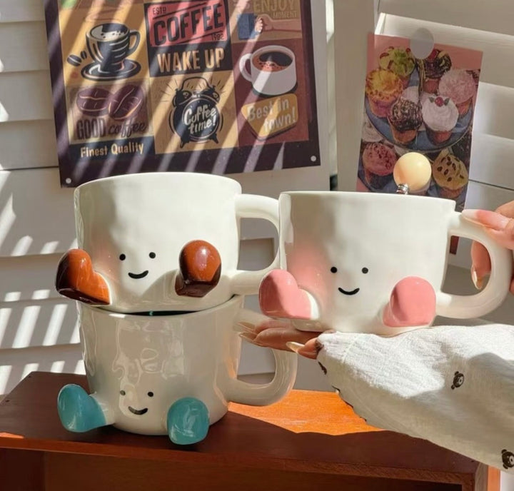 Cute Smiley Mug •ᴗ• | Handmade Ceramic Cup | High-Temperature Underglaze