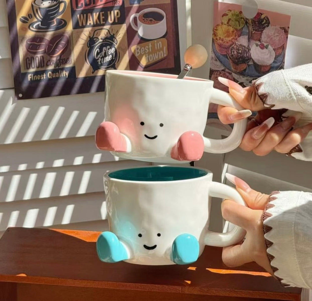 Cute Smiley Mug •ᴗ• | Handmade Ceramic Cup | High-Temperature Underglaze