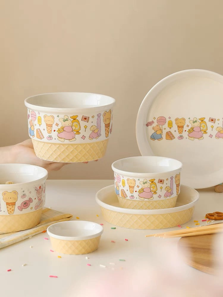 1pc/1set Ice Cream Series Ceramic Tableware Set - Perfect for Home Dining and Entertaining