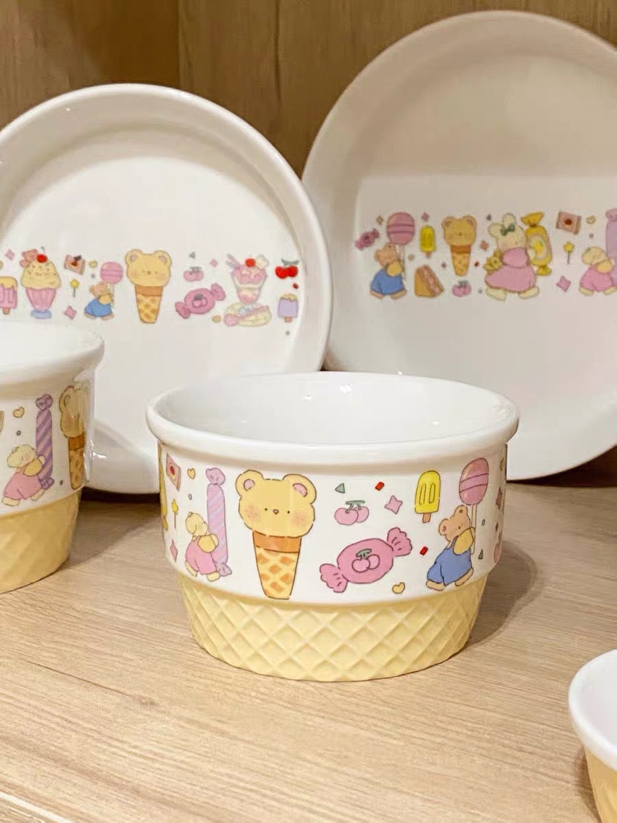 1pc/1set Ice Cream Series Ceramic Tableware Set - Perfect for Home Dining and Entertaining
