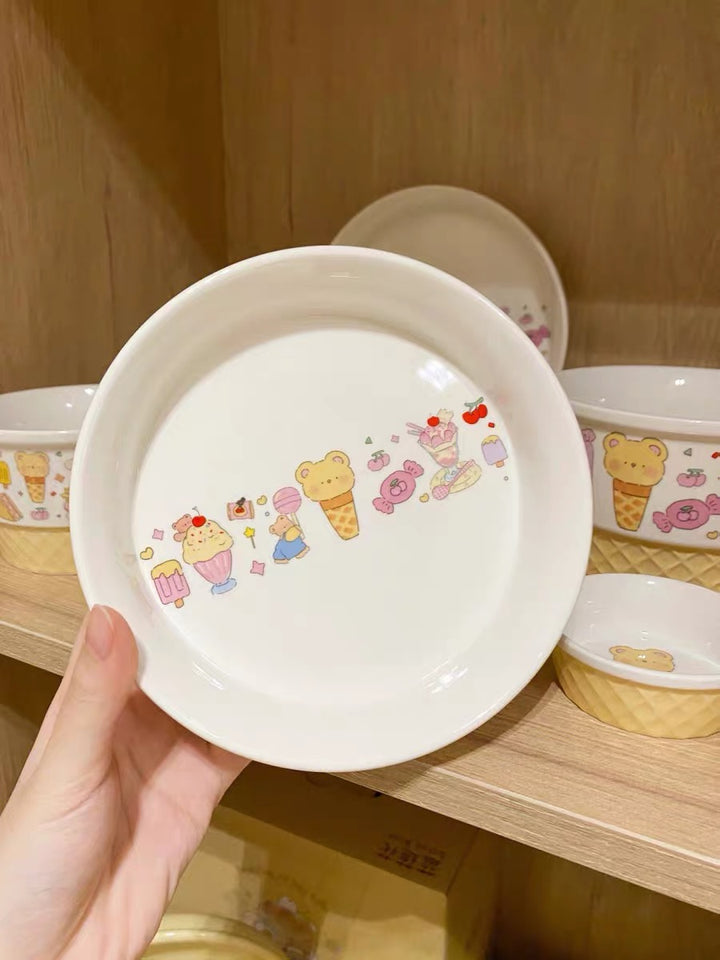 1pc/1set Ice Cream Series Ceramic Tableware Set - Perfect for Home Dining and Entertaining
