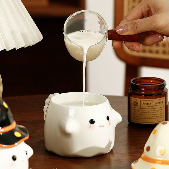🪄 Magic Party – Quirky Ghost Ceramic Mug with Lid