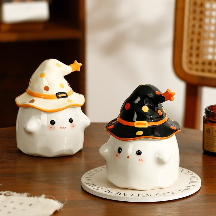🪄 Magic Party – Quirky Ghost Ceramic Mug with Lid