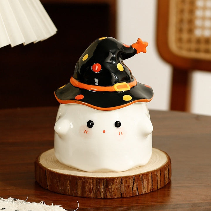 🪄 Magic Party – Quirky Ghost Ceramic Mug with Lid