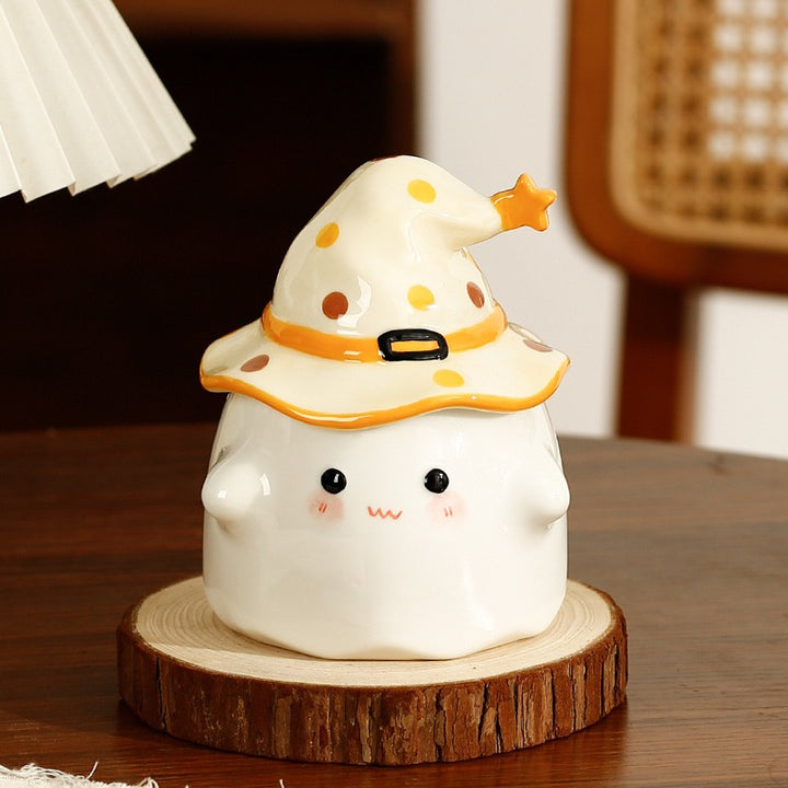 🪄 Magic Party – Quirky Ghost Ceramic Mug with Lid