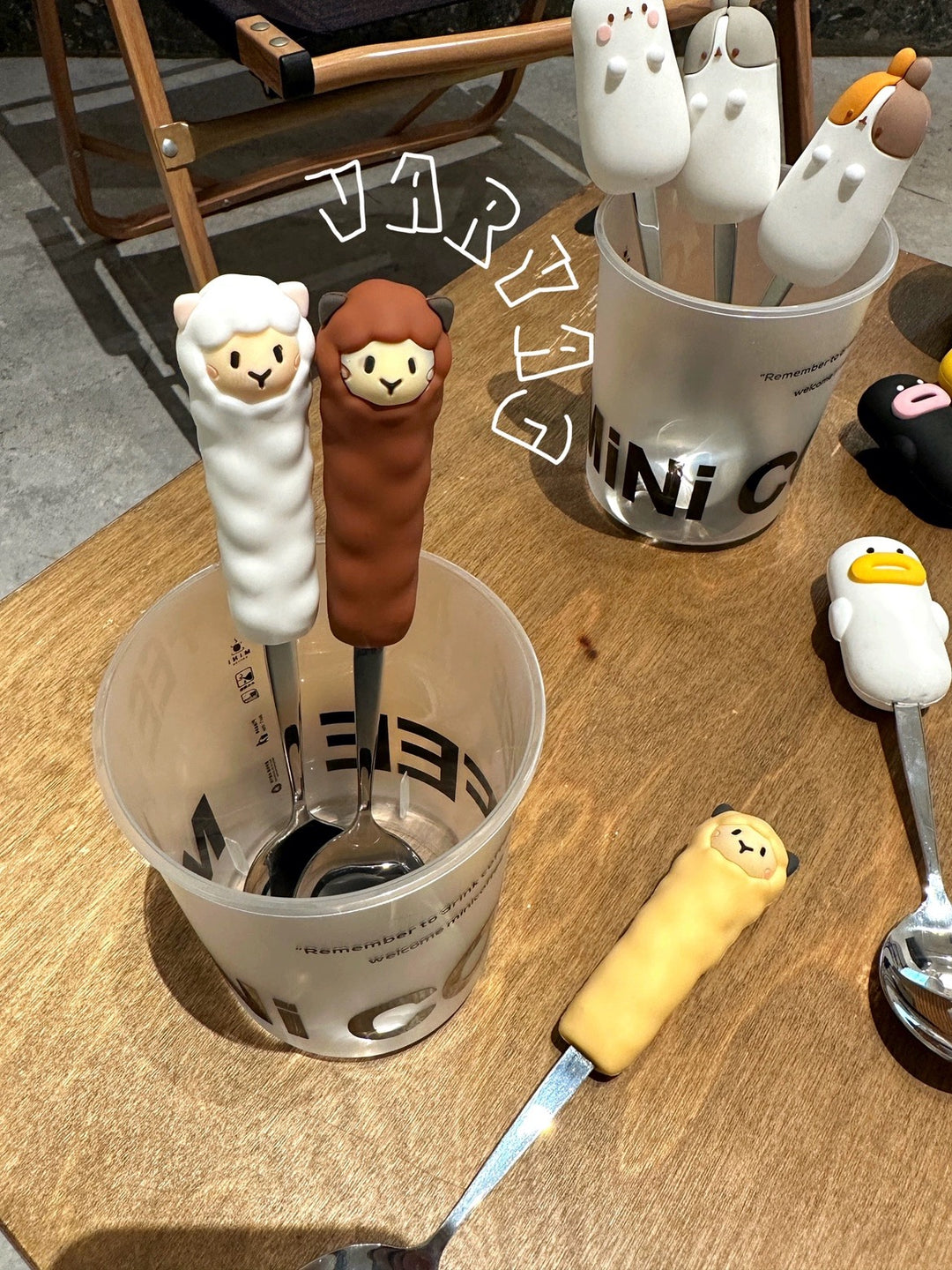 2pcs Cartoon Silicone Handle Stainless Steel 「Spoon & Fork」 Set