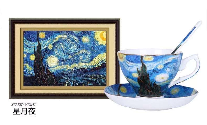 Van Gogh Bone China Cup Saucer Set Various Styles Available