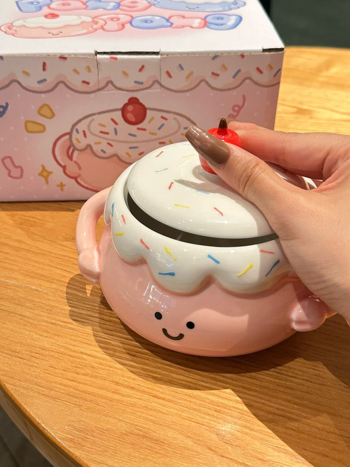 Stew Cup For One Person Bowl Underglaze with Lid Large Double Ear Soup Bowl