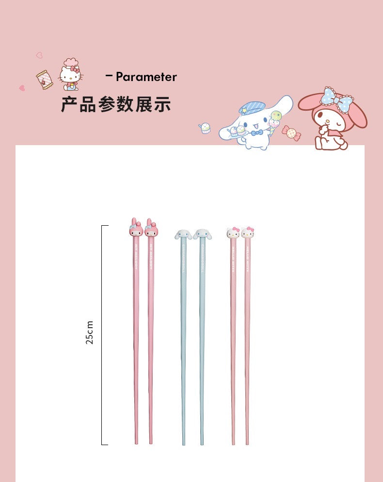 Sanrio Alloy Chopsticks My Melody Cinnamoroll Hello Kitty Anti-mold Anti-slip Chopsticks Individually Packaged