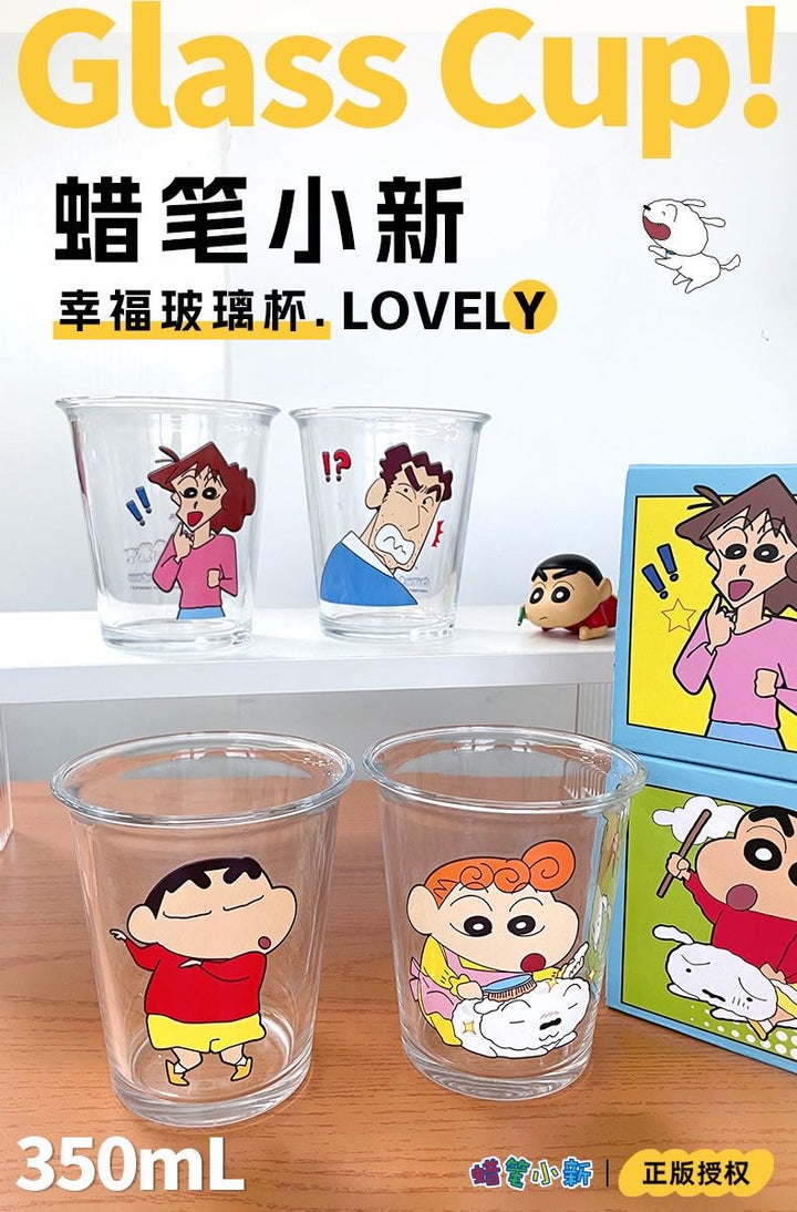 Crayon Shin-chan Glass Cup Heat Resistant Water Cup Set 1 Set 4